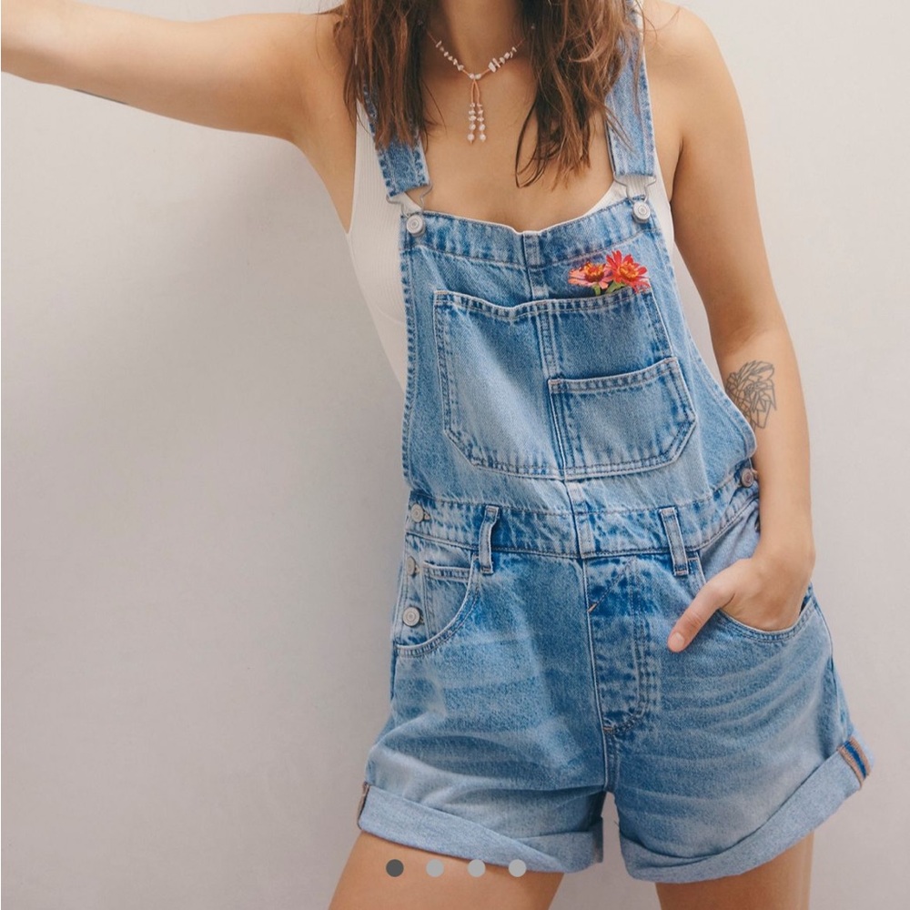 We The Free Light Blue Denim Overalls